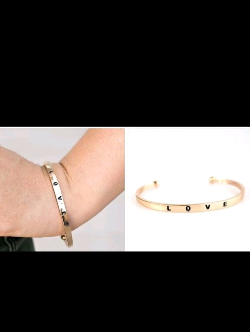 LOVE Gold Stamped Cuff Bracelet - Elegant Women’s Jewelry